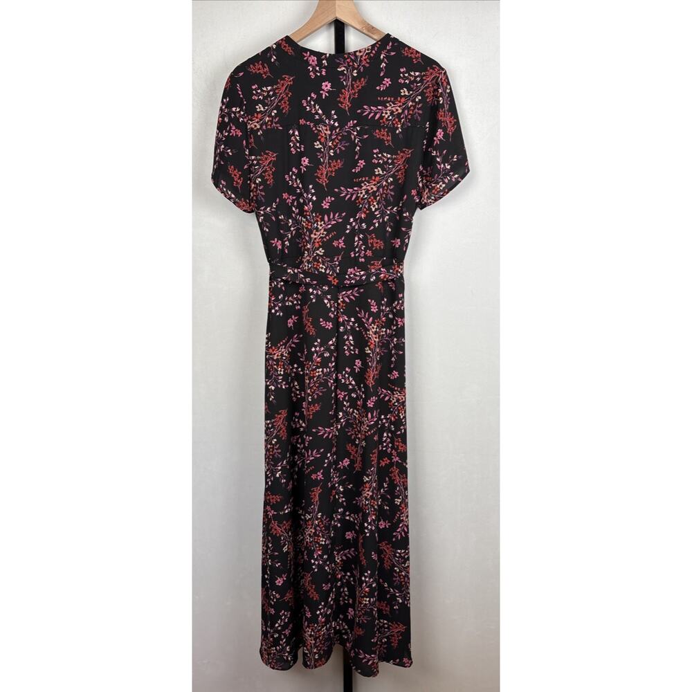 Nanette Lepore Black Floral Print Maxi Dress Size 14 Tie Waist Whimsigoth Fairy - Picture 9 of 14